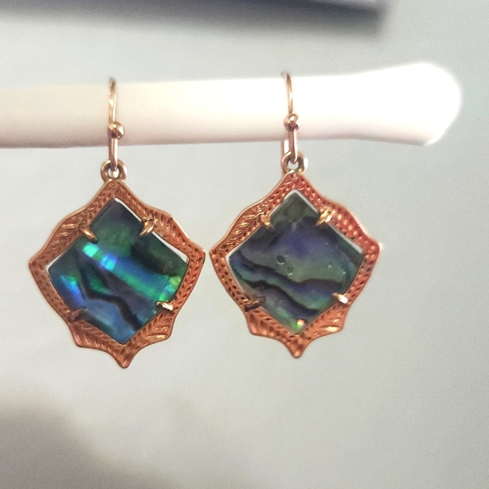 Kendra Scott Kyrie Drop Earrings in Rose Gold and Abalone